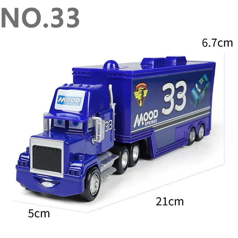 Pixar Cars Truck Anime Figure Sage VanDerSpin Model Car 1/55 Die Casting Container Trucks Racing Toys Children's Birthday Gifts