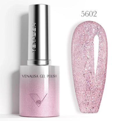 1pc Venalisa 10ml Nail Gel Polish Kit with Soft Texture Round Brush Hema/TPO Free Soak off Sparkle Cat Eye Lacquer Color Palett