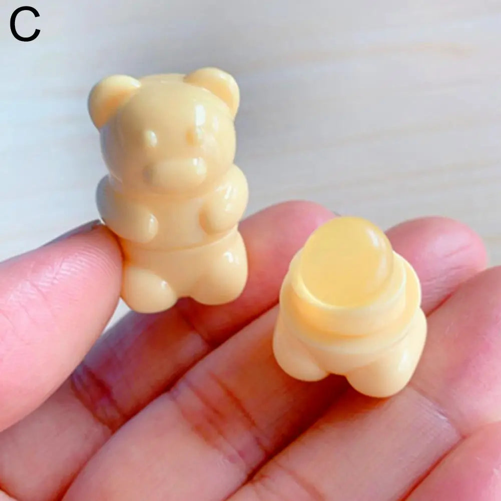 Portable Cartoon Mini Silicone Lip Brush Cute Bear Angled Concealer Brushes Lip Balm Lip Gloss Concealer Make Up Brushes