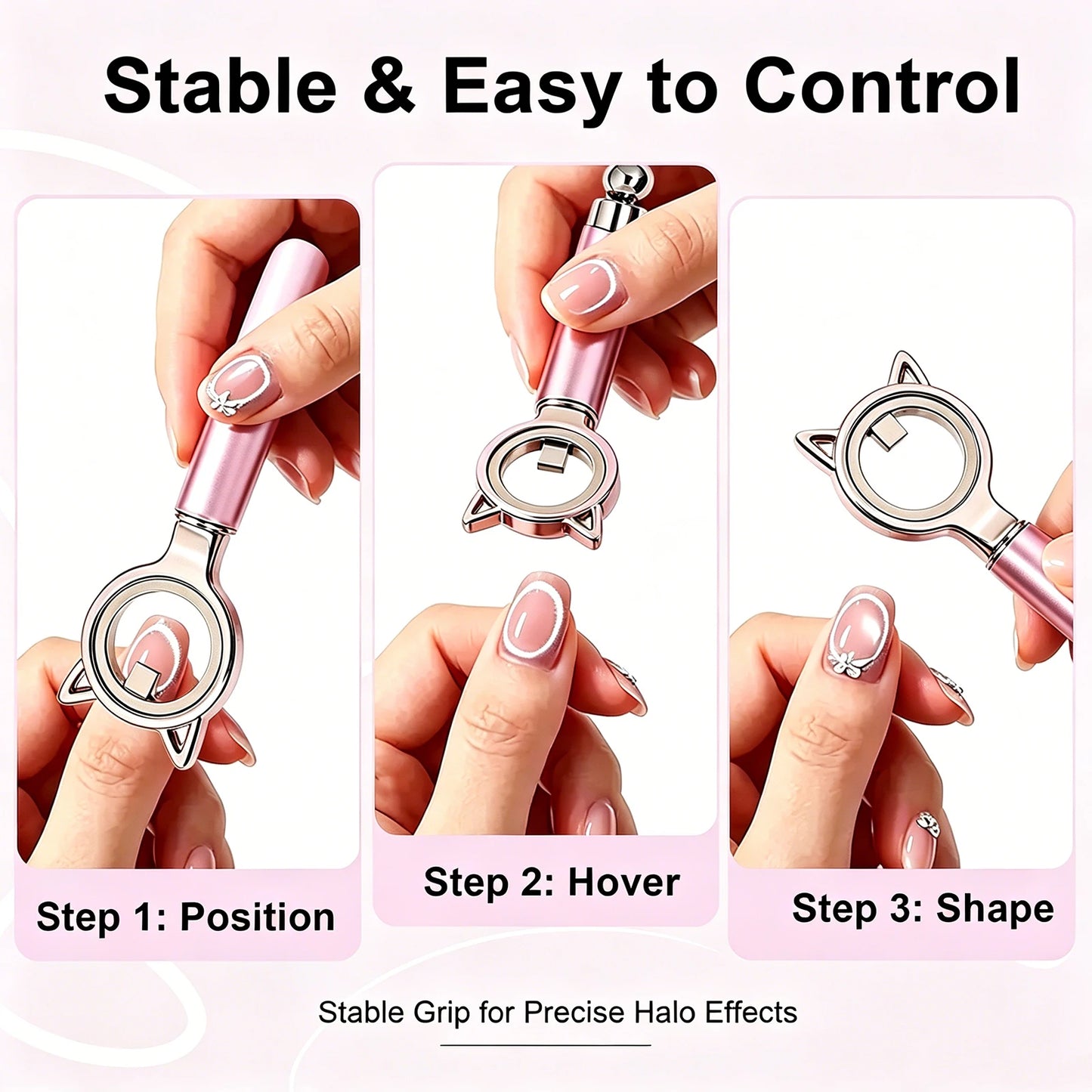 Cat Ear Shape Halo Cat Eye Nail Magnet Strong Ring Magnetic Tool for Glass Bead Side Light Nail Art DIY Magnetic Gel Manicure