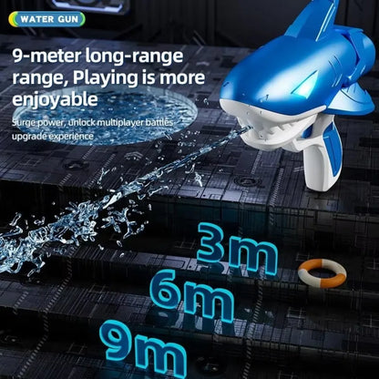 Summer Pool Water Games Toys Automatic Continuous Fire Luminous Water Gun Shark Electric Water Gun Toy for Children Gift