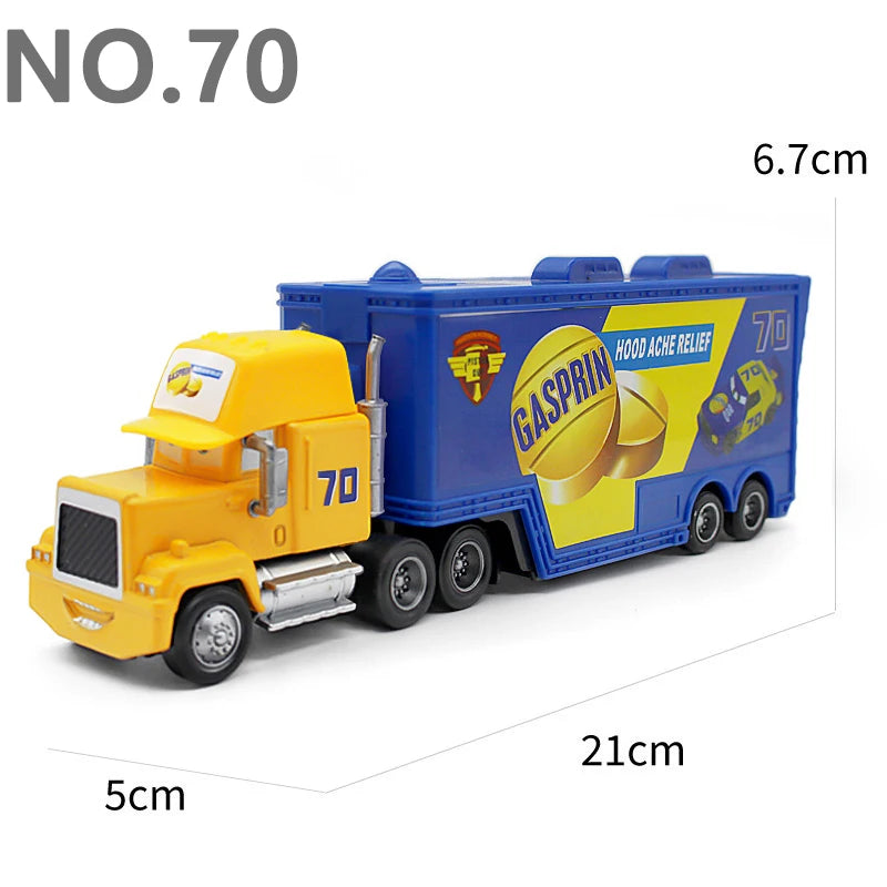 Pixar Cars Truck Anime Figure Sage VanDerSpin Model Car 1/55 Die Casting Container Trucks Racing Toys Children's Birthday Gifts