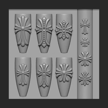 3D Cross Nail Mold Silicone Template DIY Manicure Decor Tool for Creative Nail Design