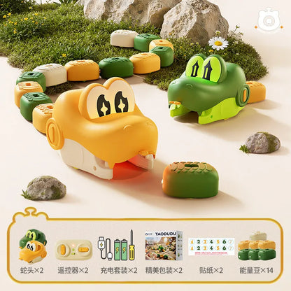 Magnetic RC Greedy Snake Car 2 Players Battle Interactive Toy with Energy Beans Rechargeable Remote Control Car for Boys Gift