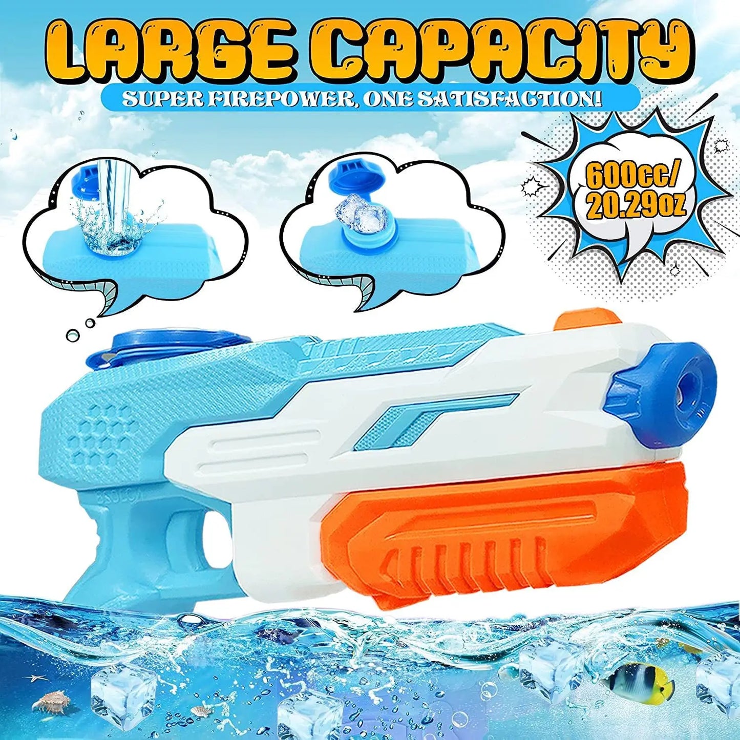 Water Guns Summer Soaker Squirt Guns 600CC for Kids Boys Girls Adults Outdoor Toy for Swimming Pool Yard Lawn Beach