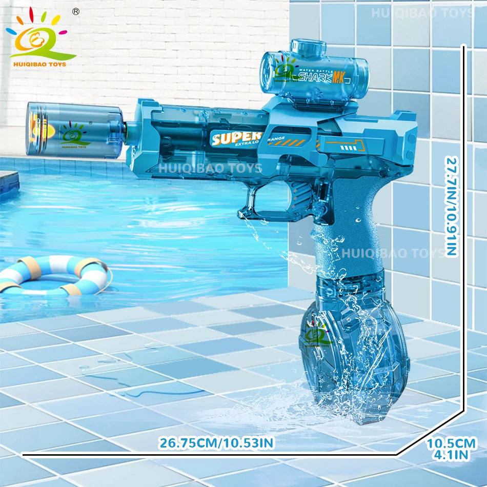 HUIQIBAO Summer Automatic Electric Water Gun Pulse Water Gun Fights Toy Water Outdoor Beach Swimming Pool Toys for Adult