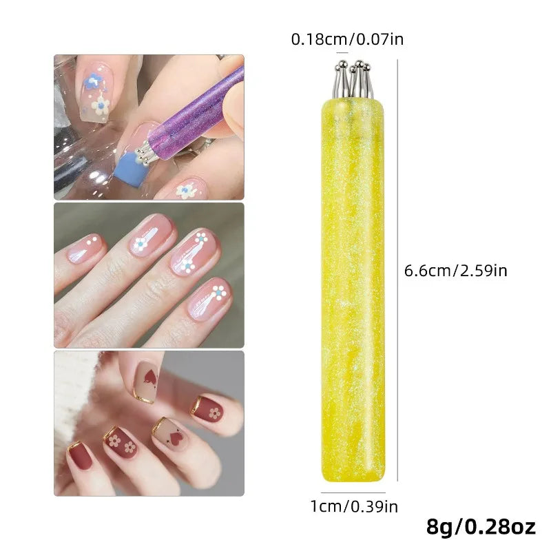 5-Petal Dotting Tool Flower Creator DIY Nail Art 1.8mm Fine Tip Rhinestone Pickers Glitter Handle Manicure Nail Tools Brushes