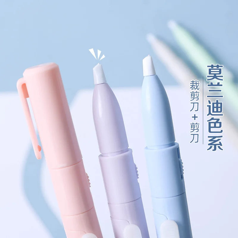 Mini Portable Pen Shape Scissors Creative Safe Folding Scissors DIY Multifunction Paper-Cutting Art Tool School Office Supplies