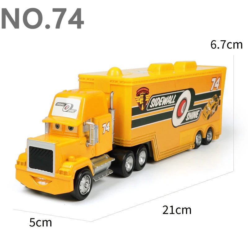 Pixar Cars Truck Anime Figure Sage VanDerSpin Model Car 1/55 Die Casting Container Trucks Racing Toys Children's Birthday Gifts