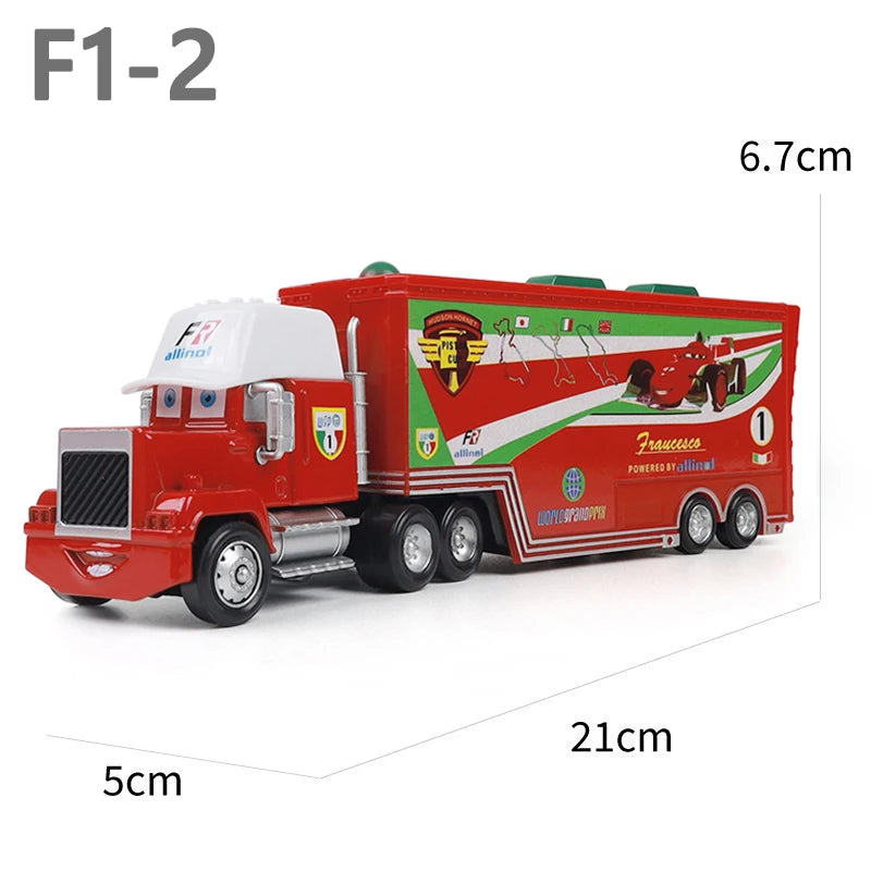 Pixar Cars Truck Anime Figure Sage VanDerSpin Model Car 1/55 Die Casting Container Trucks Racing Toys Children's Birthday Gifts