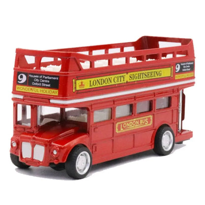 Double Decker Bus Car Model Simulation British Europe Travel Bus Model Alloy Vintage Pull Back Vehicle Children Gift