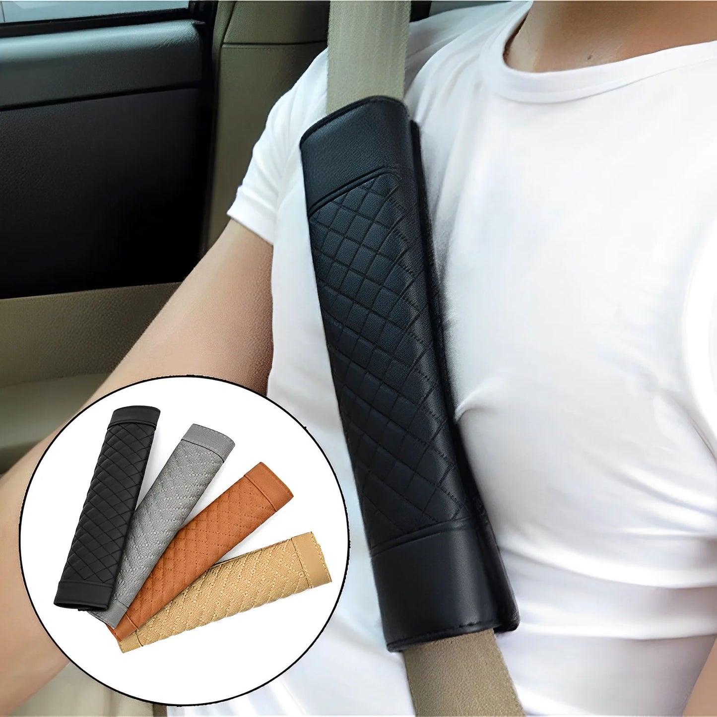 2Pcs Car Safety Seat Belt Cover Universal PU Leather Car Seat Belt Case Protector Shoulder Strap Pads Auto Interior Accessories