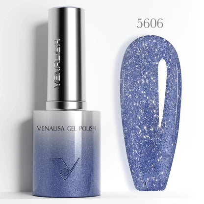 1pc Venalisa 10ml Nail Gel Polish Kit with Soft Texture Round Brush Hema/TPO Free Soak off Sparkle Cat Eye Lacquer Color Palett