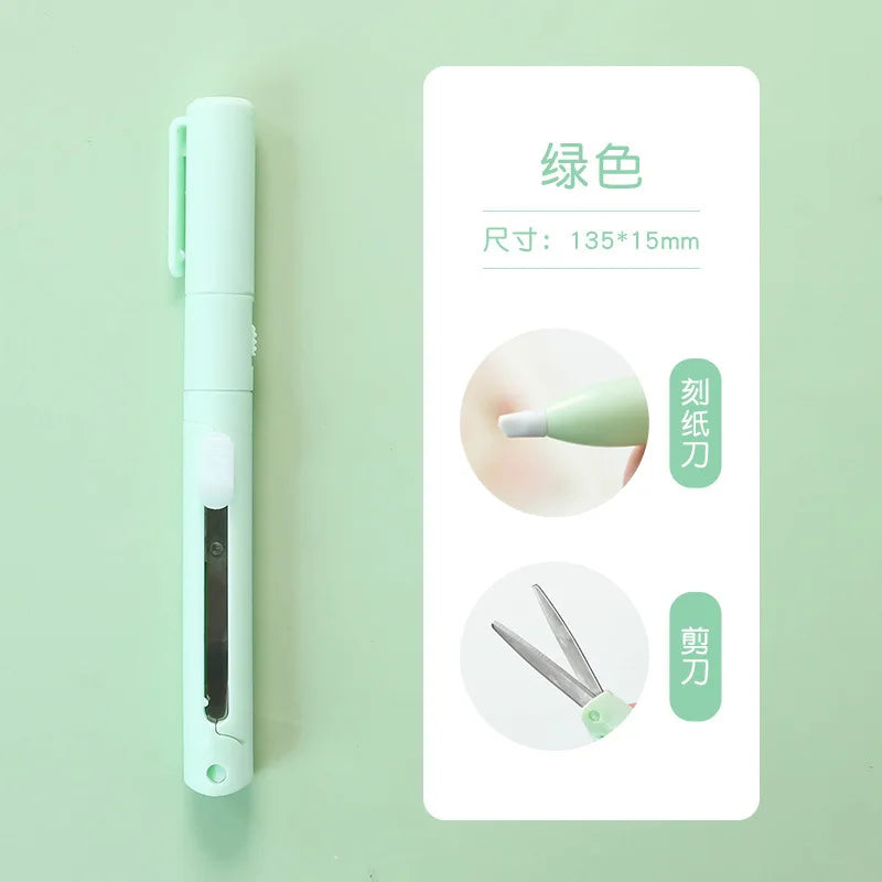 Mini Portable Pen Shape Scissors Creative Safe Folding Scissors DIY Multifunction Paper-Cutting Art Tool School Office Supplies