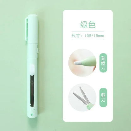 Mini Portable Pen Shape Scissors Creative Safe Folding Scissors DIY Multifunction Paper-Cutting Art Tool School Office Supplies