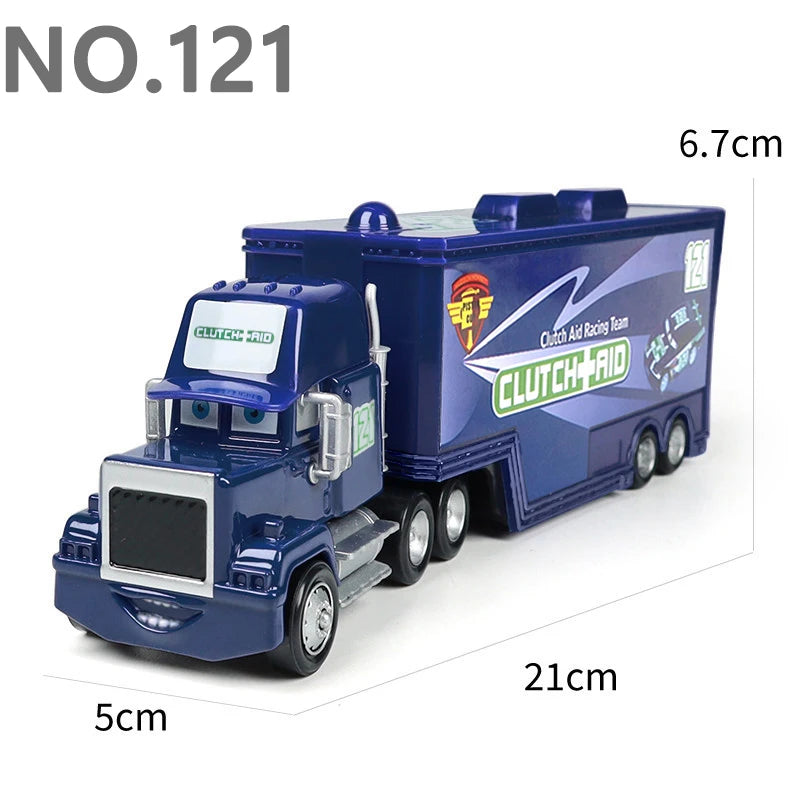 Pixar Cars Truck Anime Figure Sage VanDerSpin Model Car 1/55 Die Casting Container Trucks Racing Toys Children's Birthday Gifts