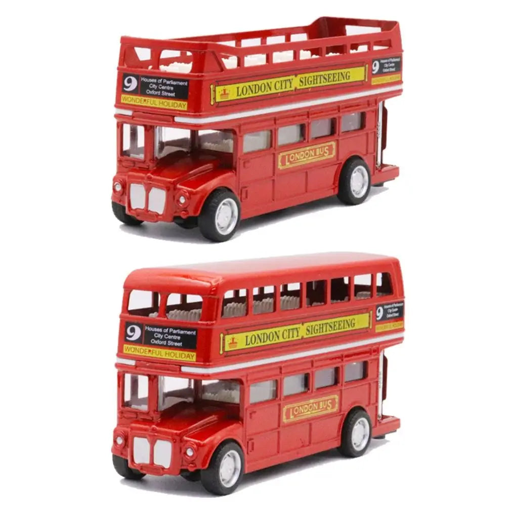 Double Decker Bus Car Model Simulation British Europe Travel Bus Model Alloy Vintage Pull Back Vehicle Children Gift