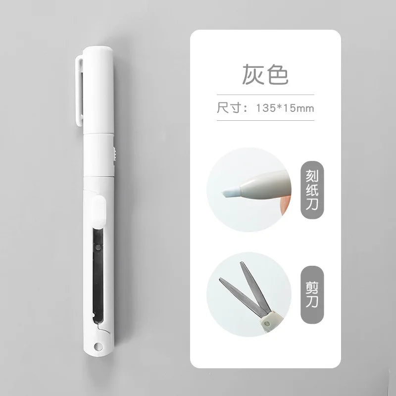 Mini Portable Pen Shape Scissors Creative Safe Folding Scissors DIY Multifunction Paper-Cutting Art Tool School Office Supplies