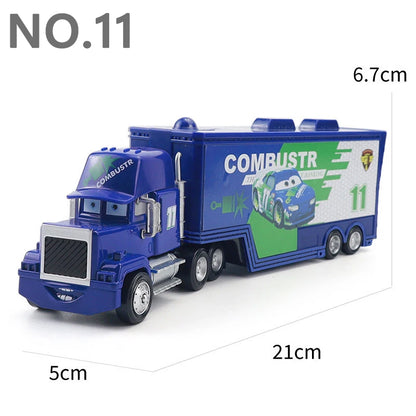 Pixar Cars Truck Anime Figure Sage VanDerSpin Model Car 1/55 Die Casting Container Trucks Racing Toys Children's Birthday Gifts