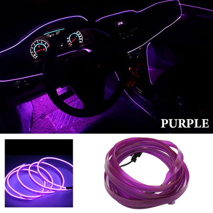 1M/2M/3M/5M Car Interior Led Decorative Lamp EL Wiring Neon Strip For Auto DIY Flexible Ambient Light Party Atmosphere Diode USB