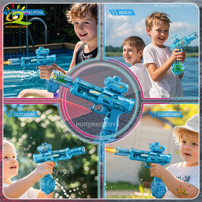 HUIQIBAO Summer Automatic Electric Water Gun Pulse Water Gun Fights Toy Water Outdoor Beach Swimming Pool Toys for Adult