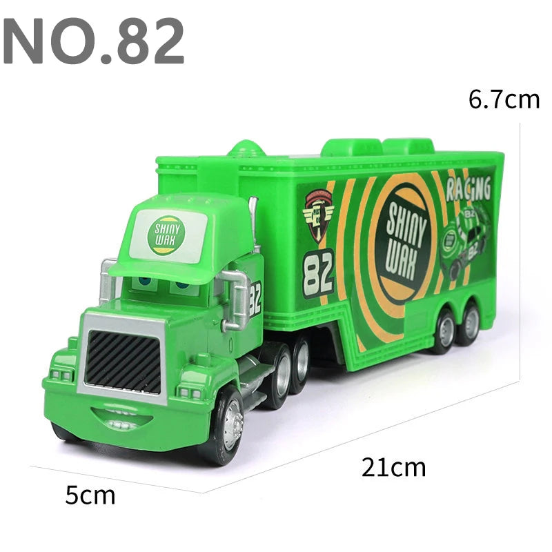 Pixar Cars Truck Anime Figure Sage VanDerSpin Model Car 1/55 Die Casting Container Trucks Racing Toys Children's Birthday Gifts