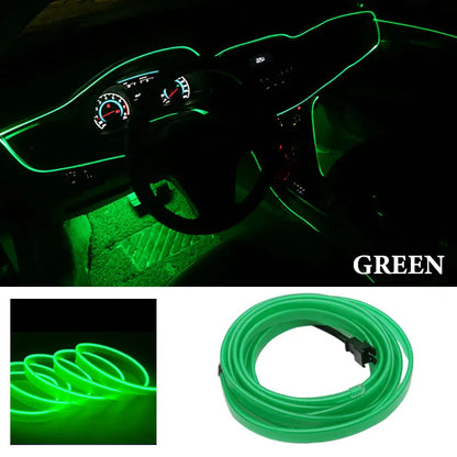 1M/2M/3M/5M Car Interior Led Decorative Lamp EL Wiring Neon Strip For Auto DIY Flexible Ambient Light Party Atmosphere Diode USB