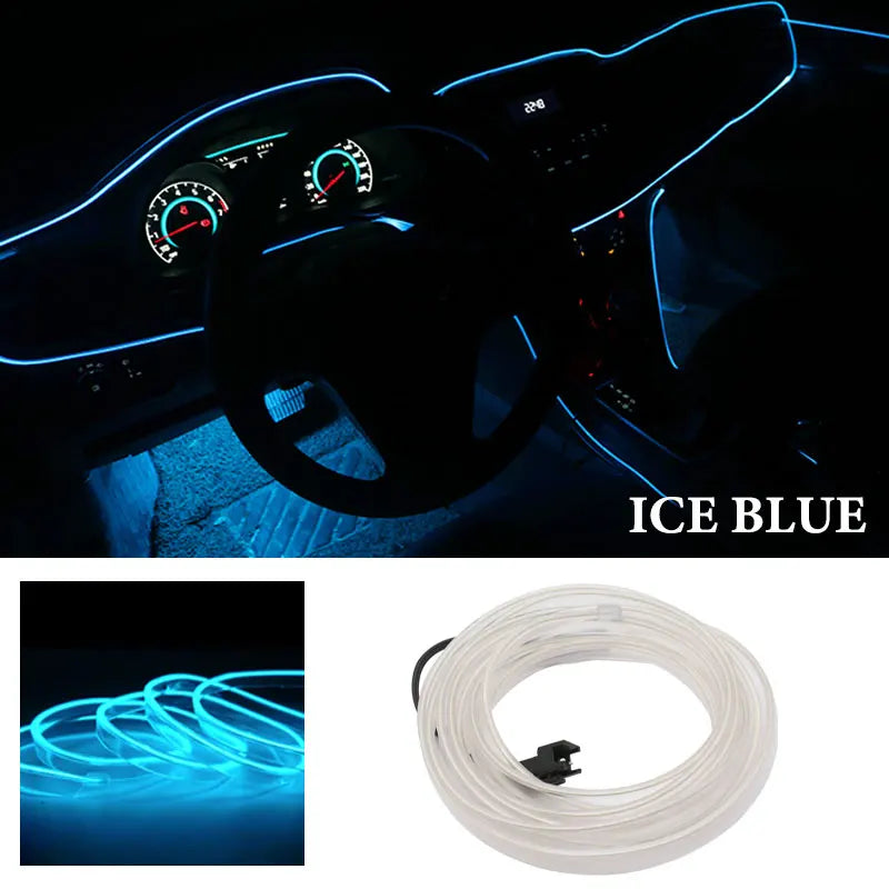 1M/2M/3M/5M Car Interior Led Decorative Lamp EL Wiring Neon Strip For Auto DIY Flexible Ambient Light Party Atmosphere Diode USB