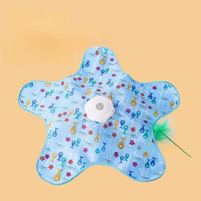 Cat Toys Interactive Hide and Seek Cat Toy with Mouse Squeaky Motion Activated Moving Concealed Feathers Kitten Teaser Toy