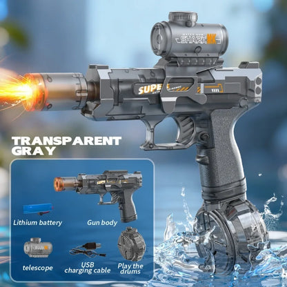 Summer Pool Water Games Toys Automatic Continuous Fire Luminous Water Gun Shark Electric Water Gun Toy for Children Gift