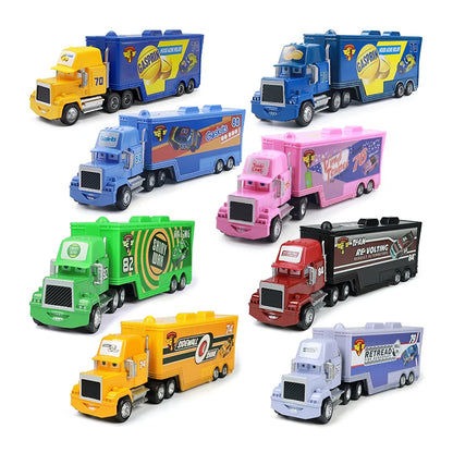 Pixar Cars Truck Anime Figure Sage VanDerSpin Model Car 1/55 Die Casting Container Trucks Racing Toys Children's Birthday Gifts