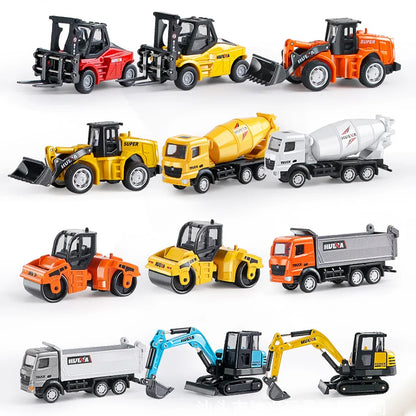 HUINA 1:80 Construction Alloy Diecast Car Model Forklift Roller Dumper Excavator Engineering Agitator Truck Toy Collection Gift