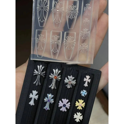 3D Cross Nail Mold Silicone Template DIY Manicure Decor Tool for Creative Nail Design