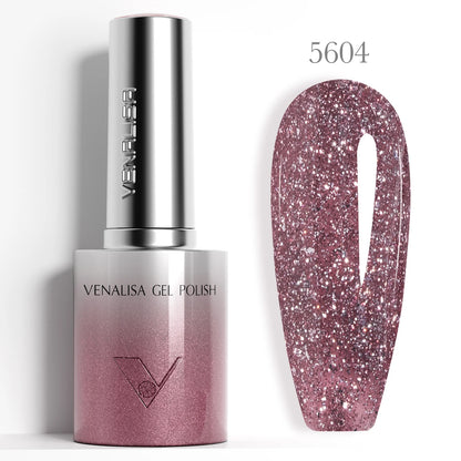 1pc Venalisa 10ml Nail Gel Polish Kit with Soft Texture Round Brush Hema/TPO Free Soak off Sparkle Cat Eye Lacquer Color Palett