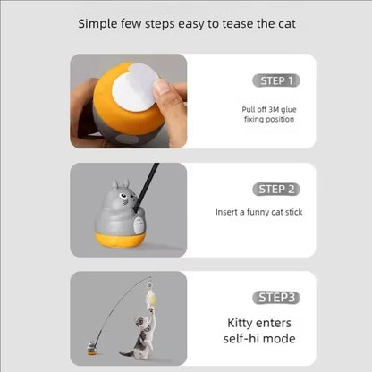 Rotating Cat Teaser Wand Steel Wire Cute Cat Toy With Bell Fish Interactive Bite Resistant Durable Self Amusing Pet Toy For Cats