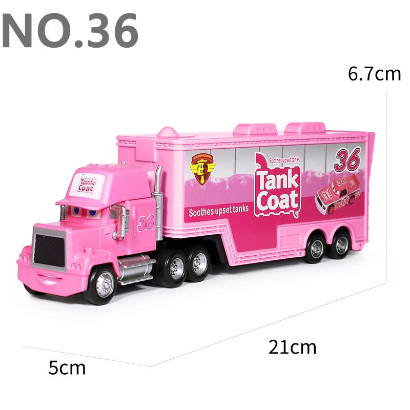 Pixar Cars Truck Anime Figure Sage VanDerSpin Model Car 1/55 Die Casting Container Trucks Racing Toys Children's Birthday Gifts