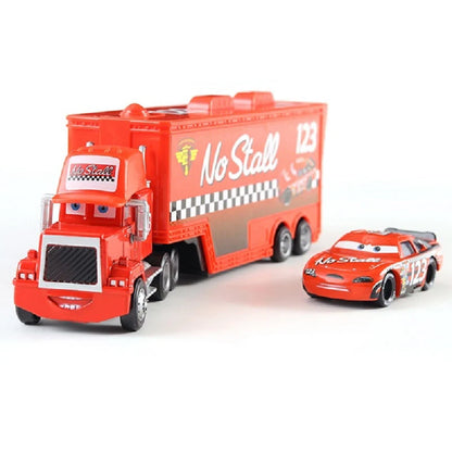 Disney Pixar Cars Number Truck No. 36, 43, 79,82 Lightning McQueen Container Truck Set 1/55 Ratio Die Casting Model Car Toy Gift