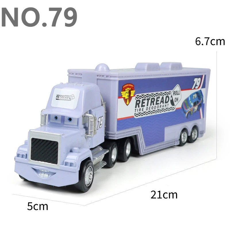 Pixar Cars Truck Anime Figure Sage VanDerSpin Model Car 1/55 Die Casting Container Trucks Racing Toys Children's Birthday Gifts
