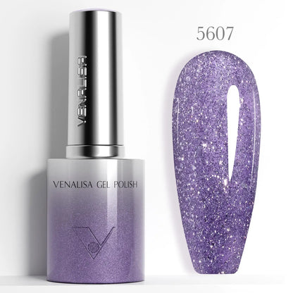 1pc Venalisa 10ml Nail Gel Polish Kit with Soft Texture Round Brush Hema/TPO Free Soak off Sparkle Cat Eye Lacquer Color Palett