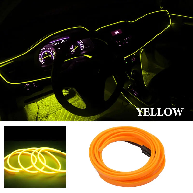 1M/2M/3M/5M Car Interior Led Decorative Lamp EL Wiring Neon Strip For Auto DIY Flexible Ambient Light Party Atmosphere Diode USB