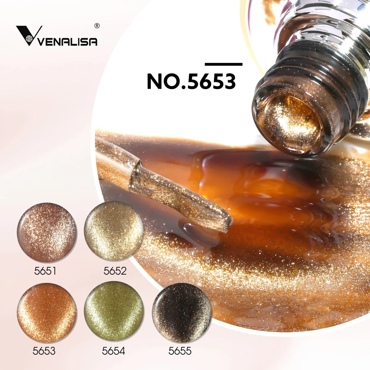 1pc Venalisa 10ml Nail Gel Polish Kit with Soft Texture Round Brush Hema/TPO Free Soak off Sparkle Cat Eye Lacquer Color Palett