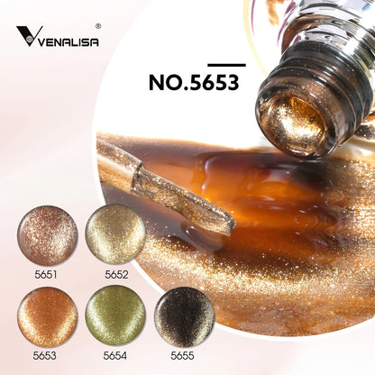 1pc Venalisa 10ml Nail Gel Polish Kit with Soft Texture Round Brush Hema/TPO Free Soak off Sparkle Cat Eye Lacquer Color Palett