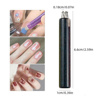 5-Petal Dotting Tool Flower Creator DIY Nail Art 1.8mm Fine Tip Rhinestone Pickers Glitter Handle Manicure Nail Tools Brushes