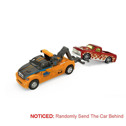 Scale 1:64 Container Alloy Trailer Model Toy Car Diecast Metal Movable Joint Pull Back Rescue Engineering Vehicles Gifts for Kid