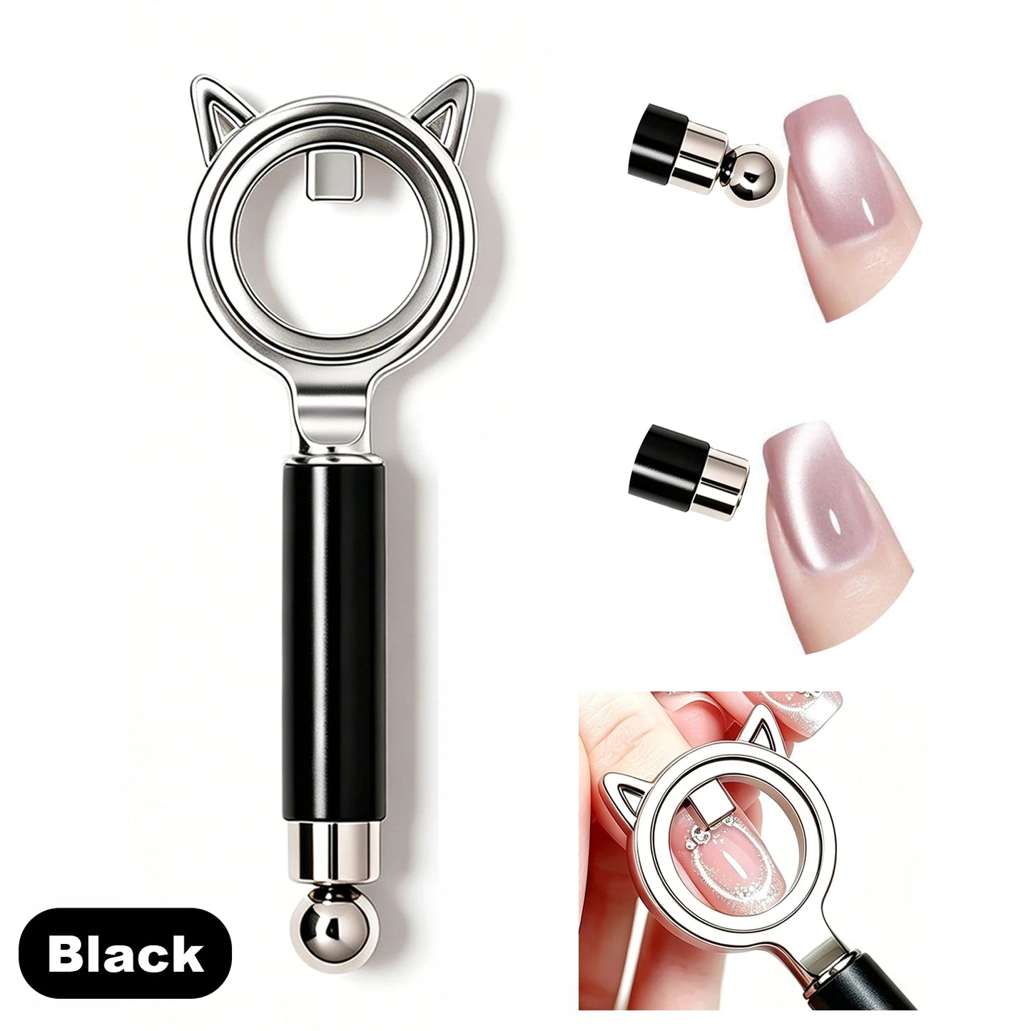Cat Ear Shape Halo Cat Eye Nail Magnet Strong Ring Magnetic Tool for Glass Bead Side Light Nail Art DIY Magnetic Gel Manicure