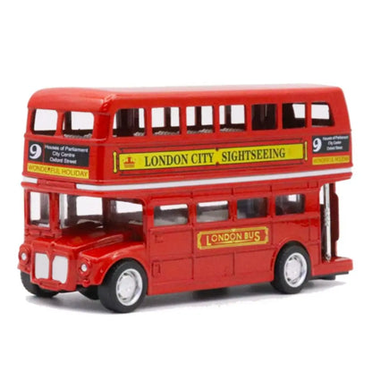 Double Decker Bus Car Model Simulation British Europe Travel Bus Model Alloy Vintage Pull Back Vehicle Children Gift