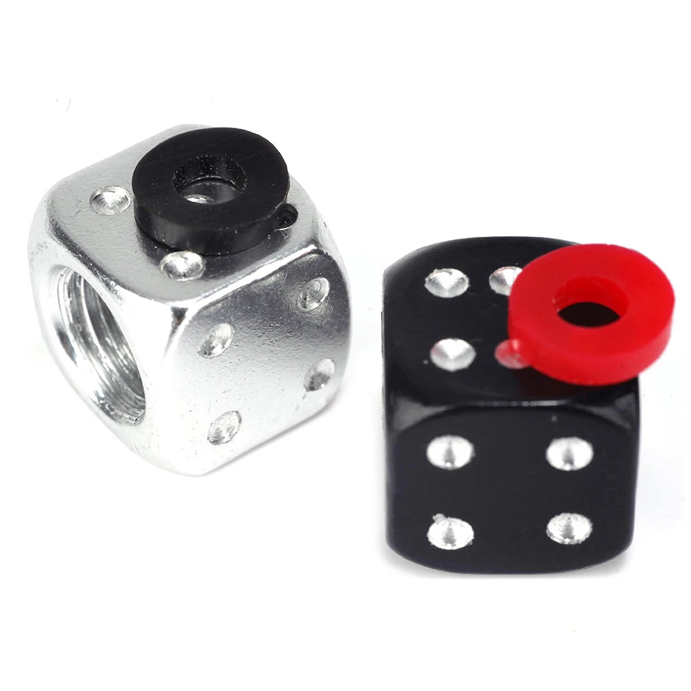 4X Dice Style Tire Valve Stem Caps Car Nipple Caps Stems Covers Tyre Air Valve Dustproof Wheel Cap For Cars Motorcycles Bicycle