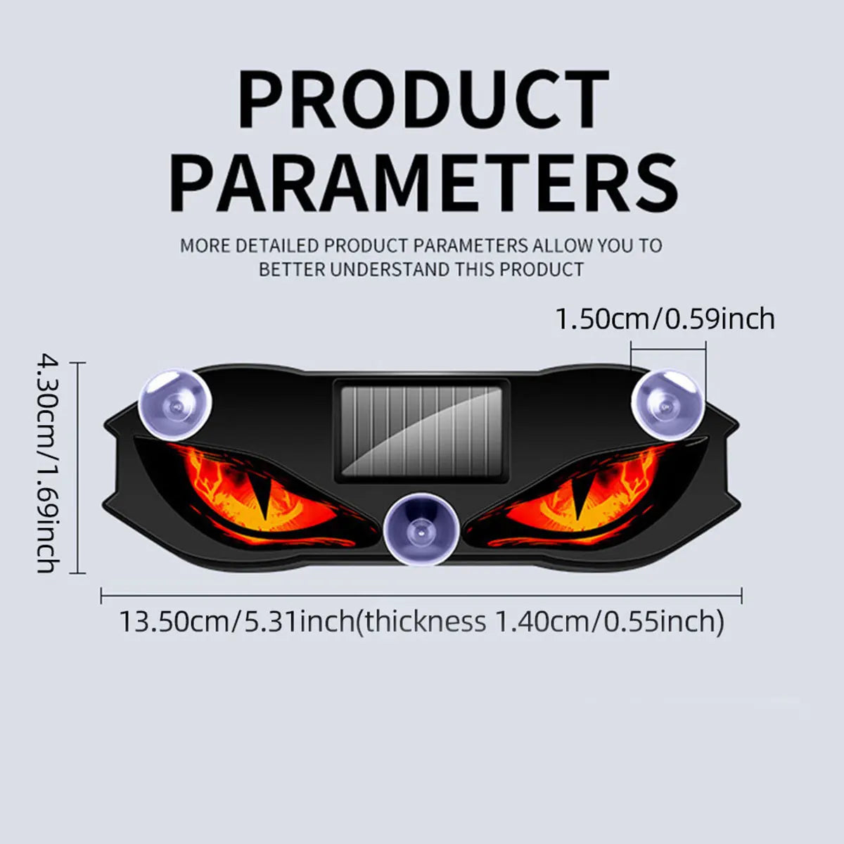 1pc Universal LED Car Demon Eye Light Solar-powered Flashing Warning Light Dynamic Decorative Lamp Safety Vehicle Signal Lights