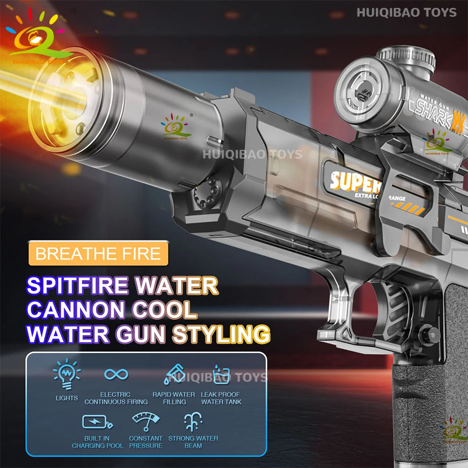 HUIQIBAO Summer Automatic Electric Water Gun Pulse Water Gun Fights Toy Water Outdoor Beach Swimming Pool Toys for Adult