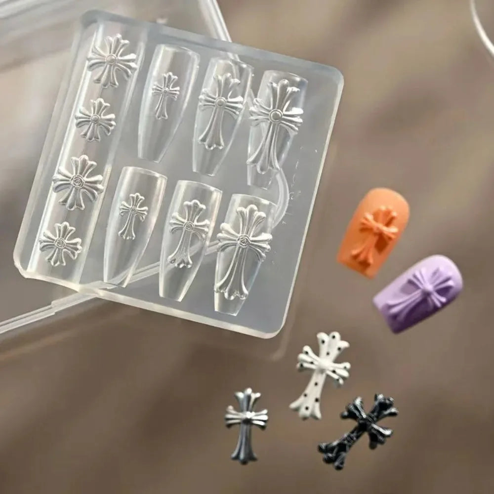 3D Cross Nail Mold Silicone Template DIY Manicure Decor Tool for Creative Nail Design